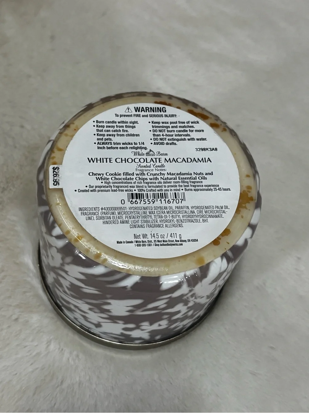 White Barn White Chocolate Macadamia 3-Wick Candle - Picture 3 of 3
